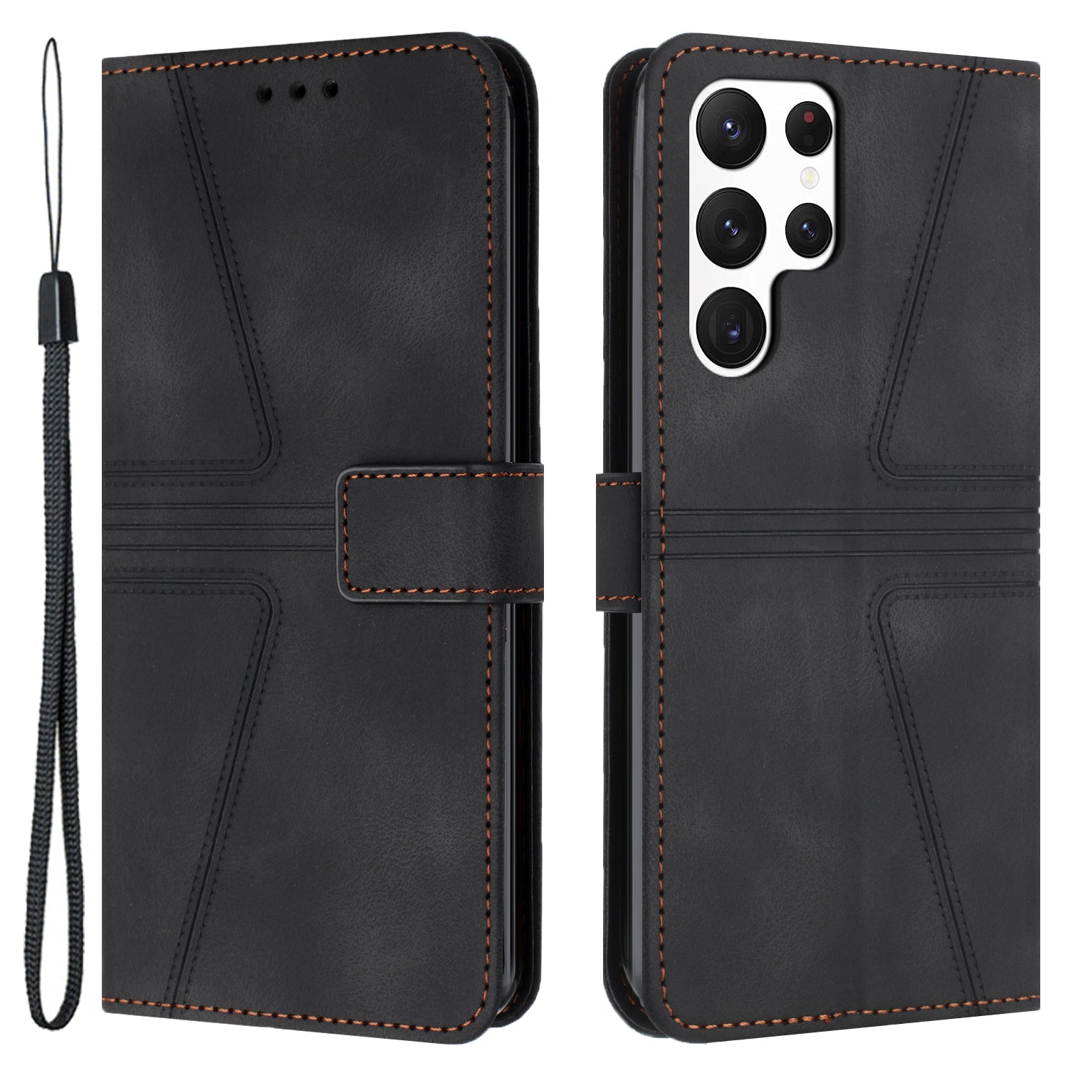 For Samsung Galaxy S24 Ultra Leather Cover Triangle Imprinted Flip Stand Anti-scratch Phone Shell For Samsung Galaxy S24 Ultra Leather Cover Triangle Imprinted Flip Stand Anti-scratch Phone Shell